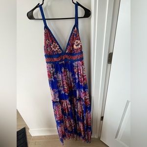 Free People small blue embroidered maxi dress